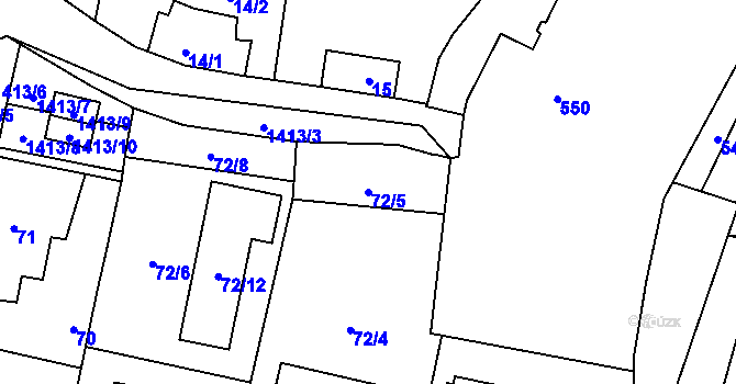 Parcela st. 72/5 v KÚ Dolní Chabry, Katastrální mapa