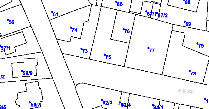 Parcela st. 75 v KÚ Dolní Chabry, Katastrální mapa
