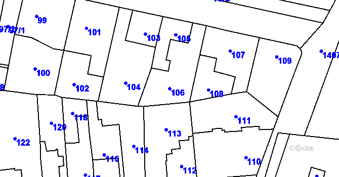 Parcela st. 106 v KÚ Dolní Chabry, Katastrální mapa