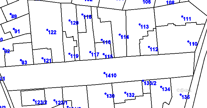 Parcela st. 115 v KÚ Dolní Chabry, Katastrální mapa