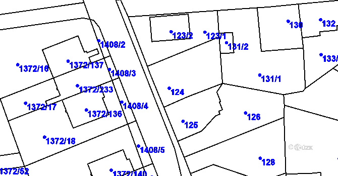 Parcela st. 124 v KÚ Dolní Chabry, Katastrální mapa