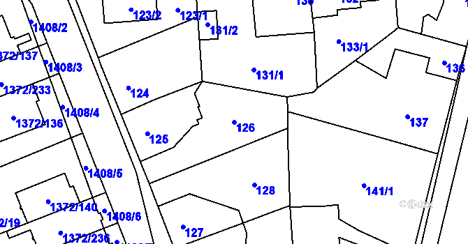 Parcela st. 126 v KÚ Dolní Chabry, Katastrální mapa