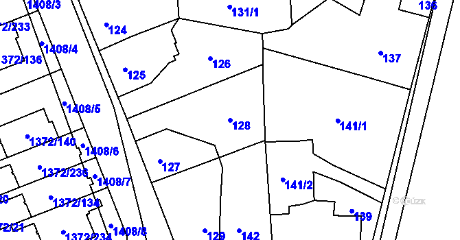 Parcela st. 128 v KÚ Dolní Chabry, Katastrální mapa