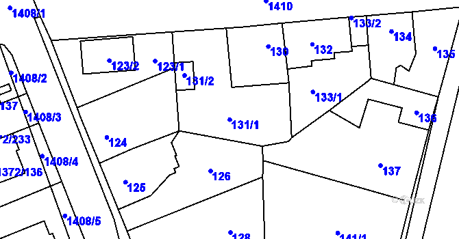 Parcela st. 131 v KÚ Dolní Chabry, Katastrální mapa