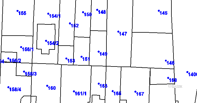 Parcela st. 149 v KÚ Dolní Chabry, Katastrální mapa