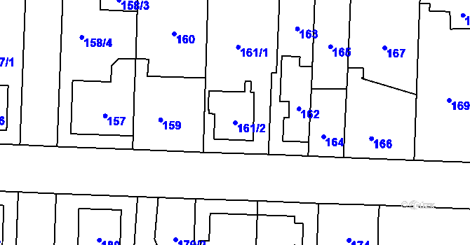 Parcela st. 161/2 v KÚ Dolní Chabry, Katastrální mapa