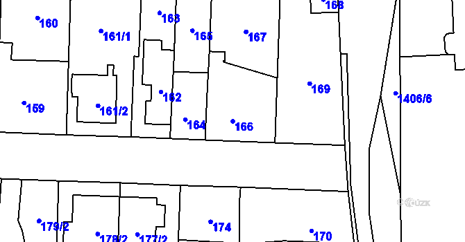 Parcela st. 166 v KÚ Dolní Chabry, Katastrální mapa