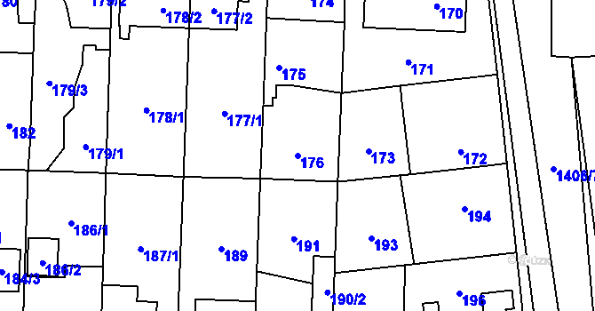 Parcela st. 176 v KÚ Dolní Chabry, Katastrální mapa