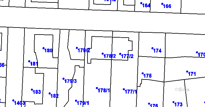 Parcela st. 178/2 v KÚ Dolní Chabry, Katastrální mapa