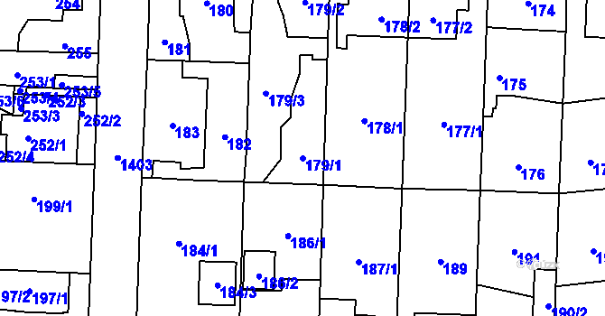Parcela st. 179/1 v KÚ Dolní Chabry, Katastrální mapa