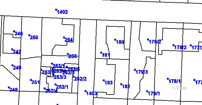 Parcela st. 181 v KÚ Dolní Chabry, Katastrální mapa
