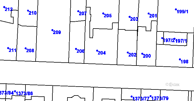 Parcela st. 204 v KÚ Dolní Chabry, Katastrální mapa