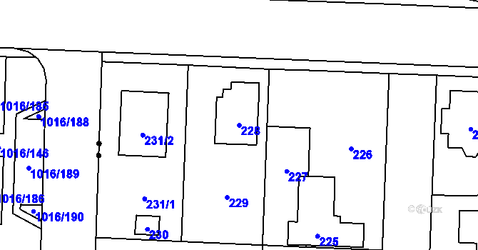 Parcela st. 228 v KÚ Dolní Chabry, Katastrální mapa