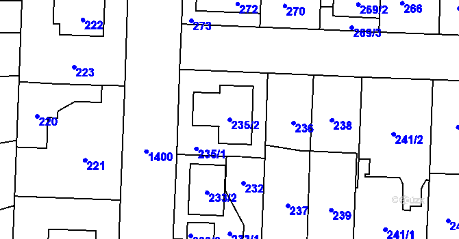 Parcela st. 235/2 v KÚ Dolní Chabry, Katastrální mapa