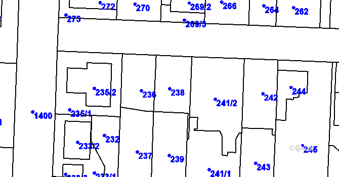 Parcela st. 238 v KÚ Dolní Chabry, Katastrální mapa