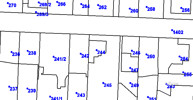 Parcela st. 244 v KÚ Dolní Chabry, Katastrální mapa