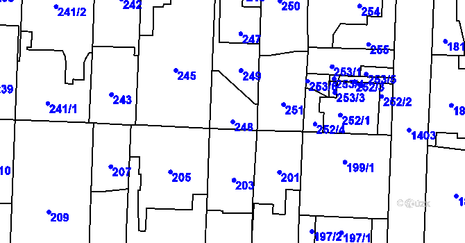 Parcela st. 248 v KÚ Dolní Chabry, Katastrální mapa