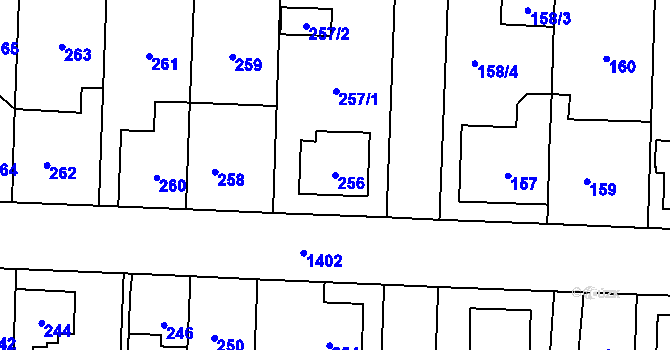 Parcela st. 256 v KÚ Dolní Chabry, Katastrální mapa