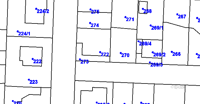 Parcela st. 272 v KÚ Dolní Chabry, Katastrální mapa