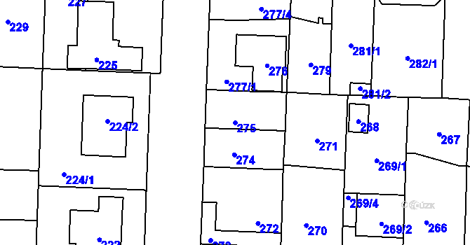 Parcela st. 275 v KÚ Dolní Chabry, Katastrální mapa