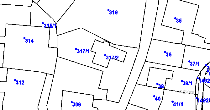 Parcela st. 317/2 v KÚ Dolní Chabry, Katastrální mapa