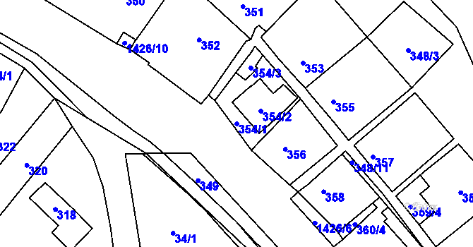 Parcela st. 354/1 v KÚ Dolní Chabry, Katastrální mapa