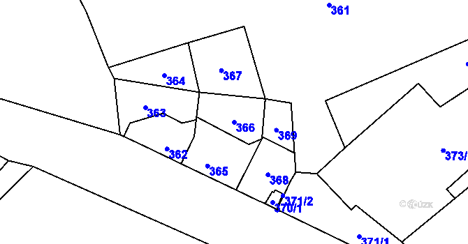 Parcela st. 366 v KÚ Dolní Chabry, Katastrální mapa