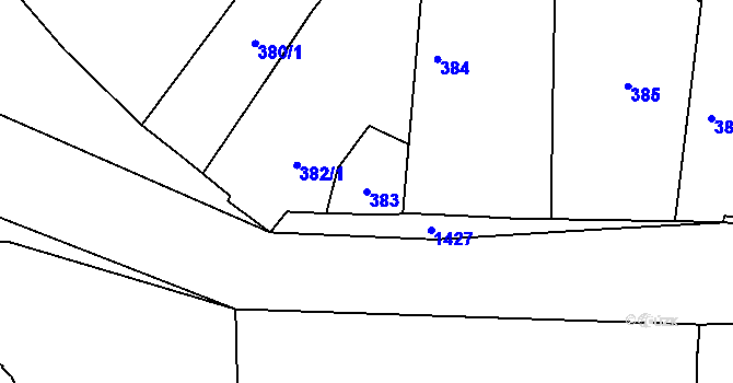 Parcela st. 383 v KÚ Dolní Chabry, Katastrální mapa