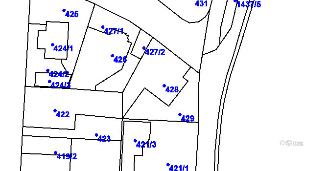 Parcela st. 428 v KÚ Dolní Chabry, Katastrální mapa