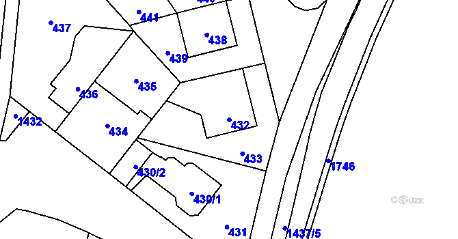 Parcela st. 432 v KÚ Dolní Chabry, Katastrální mapa