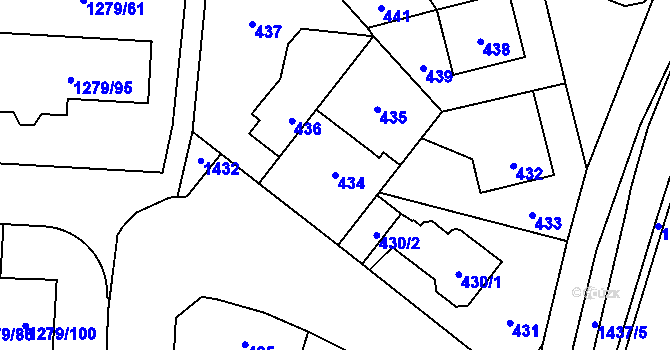 Parcela st. 434 v KÚ Dolní Chabry, Katastrální mapa