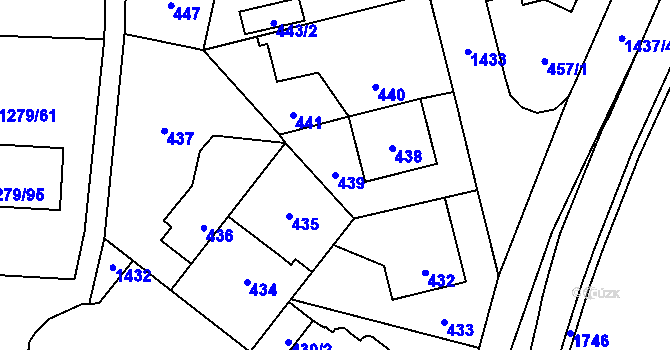 Parcela st. 439 v KÚ Dolní Chabry, Katastrální mapa