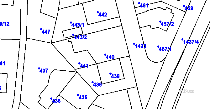 Parcela st. 440 v KÚ Dolní Chabry, Katastrální mapa