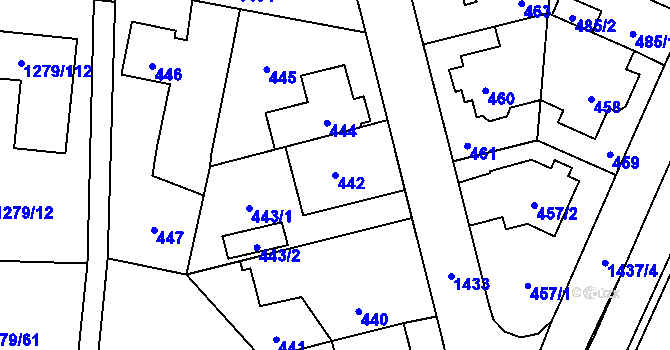 Parcela st. 442 v KÚ Dolní Chabry, Katastrální mapa