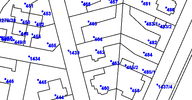 Parcela st. 462 v KÚ Dolní Chabry, Katastrální mapa
