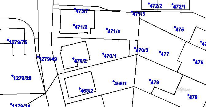 Parcela st. 470/1 v KÚ Dolní Chabry, Katastrální mapa