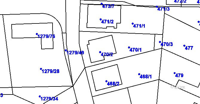 Parcela st. 470/2 v KÚ Dolní Chabry, Katastrální mapa