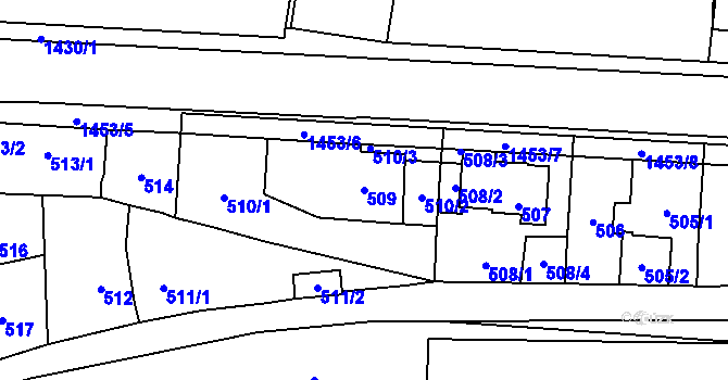Parcela st. 509 v KÚ Dolní Chabry, Katastrální mapa