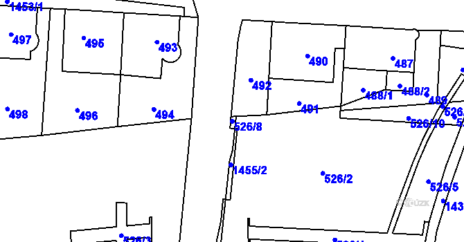 Parcela st. 526/8 v KÚ Dolní Chabry, Katastrální mapa
