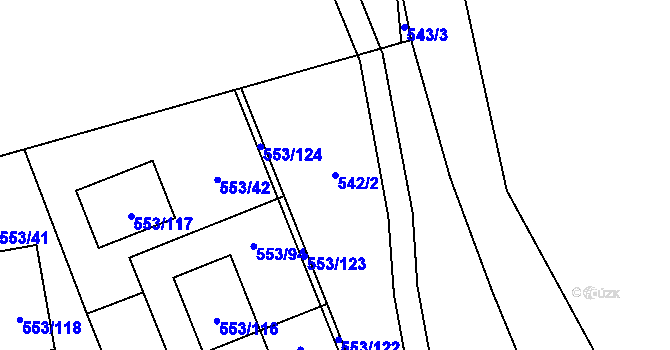Parcela st. 542/2 v KÚ Dolní Chabry, Katastrální mapa