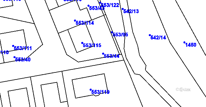 Parcela st. 553/44 v KÚ Dolní Chabry, Katastrální mapa