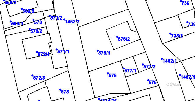 Parcela st. 578/1 v KÚ Dolní Chabry, Katastrální mapa
