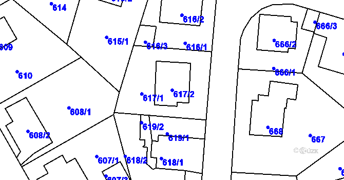 Parcela st. 617/2 v KÚ Dolní Chabry, Katastrální mapa