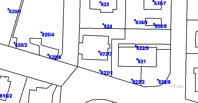 Parcela st. 622/3 v KÚ Dolní Chabry, Katastrální mapa