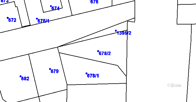 Parcela st. 678/2 v KÚ Dolní Chabry, Katastrální mapa