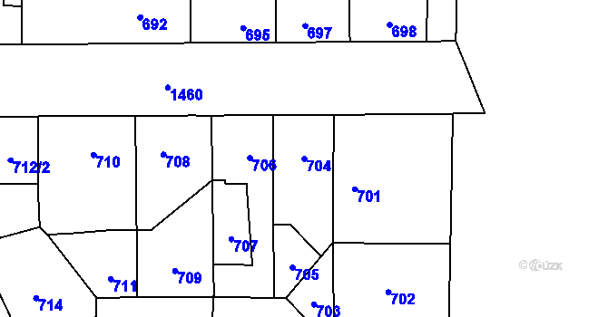 Parcela st. 704 v KÚ Dolní Chabry, Katastrální mapa
