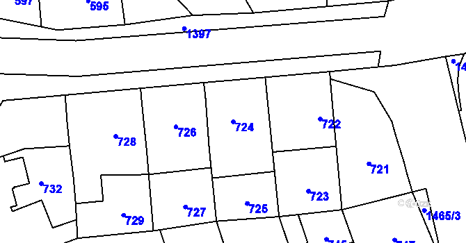 Parcela st. 724 v KÚ Dolní Chabry, Katastrální mapa