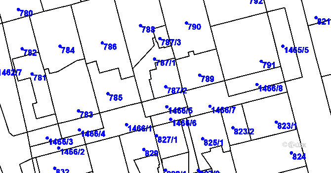 Parcela st. 787/2 v KÚ Dolní Chabry, Katastrální mapa