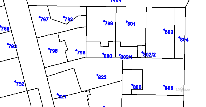 Parcela st. 800 v KÚ Dolní Chabry, Katastrální mapa