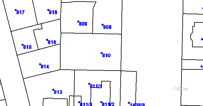 Parcela st. 810 v KÚ Dolní Chabry, Katastrální mapa